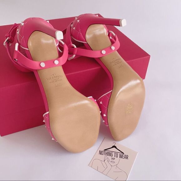 ⭕️ VALENTINO Sandals Heels Pink Leather - Picture 9 of 11